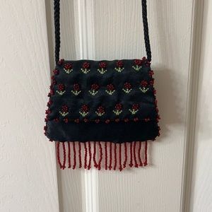 🌷3 for$25🌷Kathie Lee Collection, US OS, Black & Red Flower Beaded Mini Purse